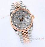 (EW) Rolex Datejust 36mm EWF 3235 Watch 2-Tone Rose Gold Gray Palm Dial AAA Replica